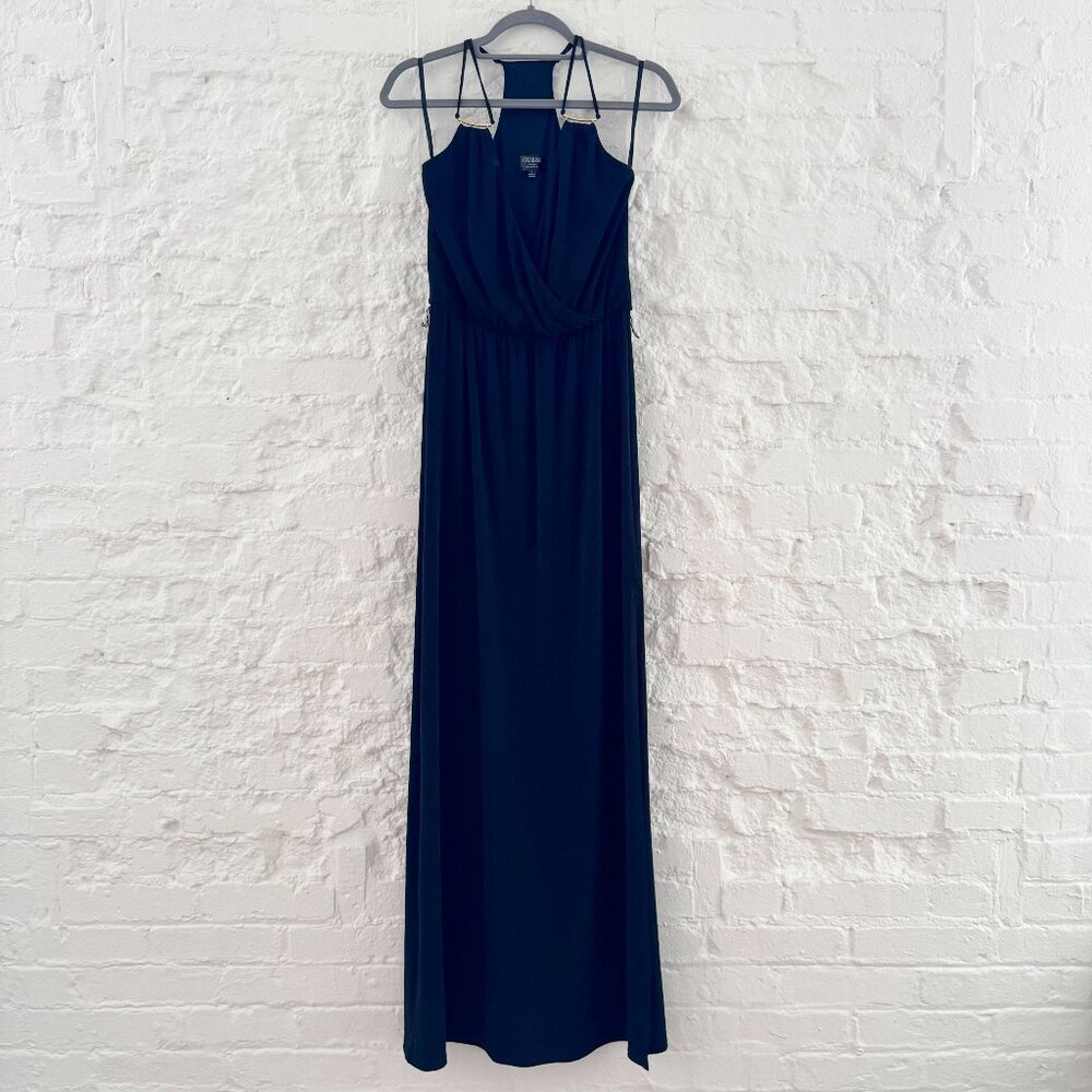 Guess | Long black halter dress w/ slit leg in small